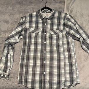 Columbia Men's Black and White Plaid Button Down PFG Shirt